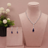 CZ Diamond Blue Sapphire Necklace