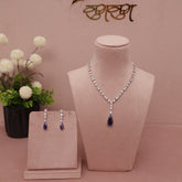 CZ Diamond Blue Sapphire Necklace