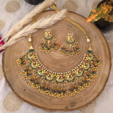 Fusion Pachi Kundan Necklace Set