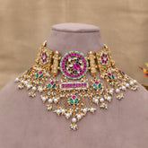 Fusion Pachi Kundan Necklace Set