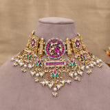 Fusion Pachi Kundan Necklace Set