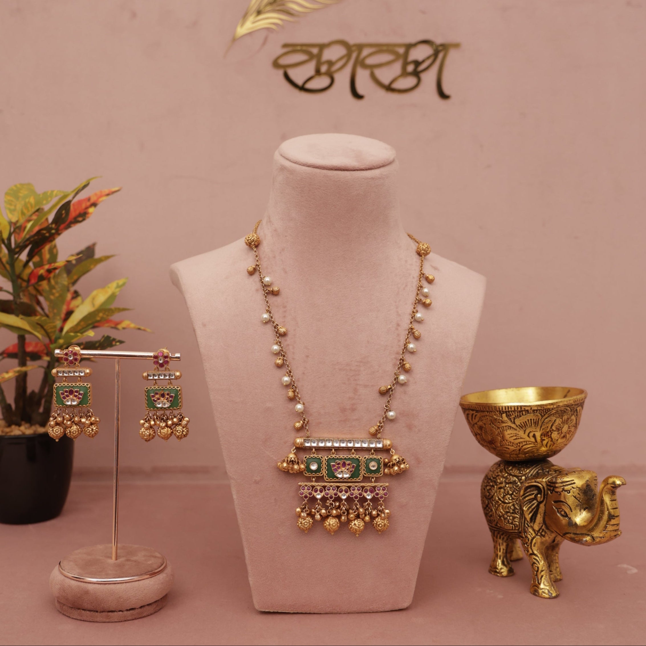 Moti Heritage Lariat Necklace Set