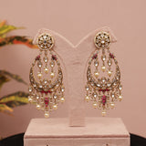 red kundan chandbali