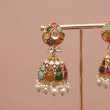 Navratna Kundan Jhumka Earring