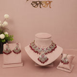 kundan red ruby necklace set