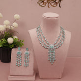 American Diamond Mint Green Necklase Set