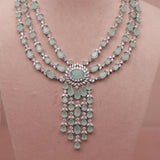 American Diamond Mint Green Necklase Set