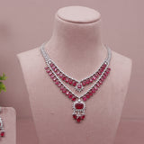 American Diamond Ruby Pink Necklase Set