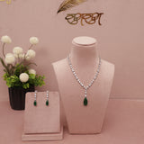 CZ Diamond Emerald Green Necklace