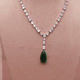 CZ Diamond Emerald Green Necklace