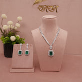 CZ Diamond Emerald Green Necklace