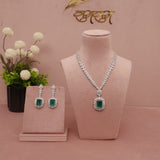 CZ Diamond Emerald Green Necklace
