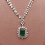 CZ Diamond Emerald Green Necklace