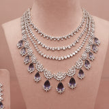 American Diamond Amethyst Purple Necklase Set
