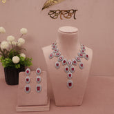 American Diamond Ruby Red Necklase Set