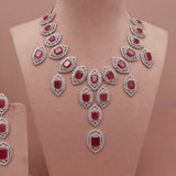 American Diamond Ruby Red Necklase Set