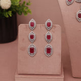 American Diamond Ruby Red Necklase Set