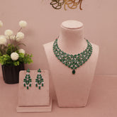 American Diamond Emerald Green Necklase Set