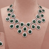 American Diamond Emerald Green Necklase Set