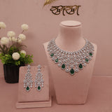 American Diamond Emerald Green Necklase Set