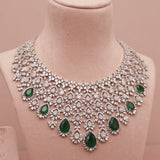 American Diamond Emerald Green Necklase Set