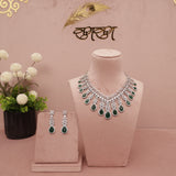 American Diamond Emerald Green Necklase Set