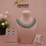 American Diamond Emerald Green Necklase Set
