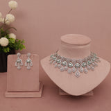 American Diamond Mint Green Necklase Set