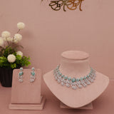 American Diamond Mint Green Necklase Set