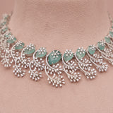 American Diamond Mint Green Necklase Set