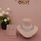 American Diamond Mint Green Necklase Set