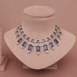 American Diamond Amethyst Purple Necklase Set