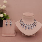 American Diamond Amethyst Purple Necklase Set
