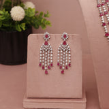 American Diamond Ruby Pink Necklase Set