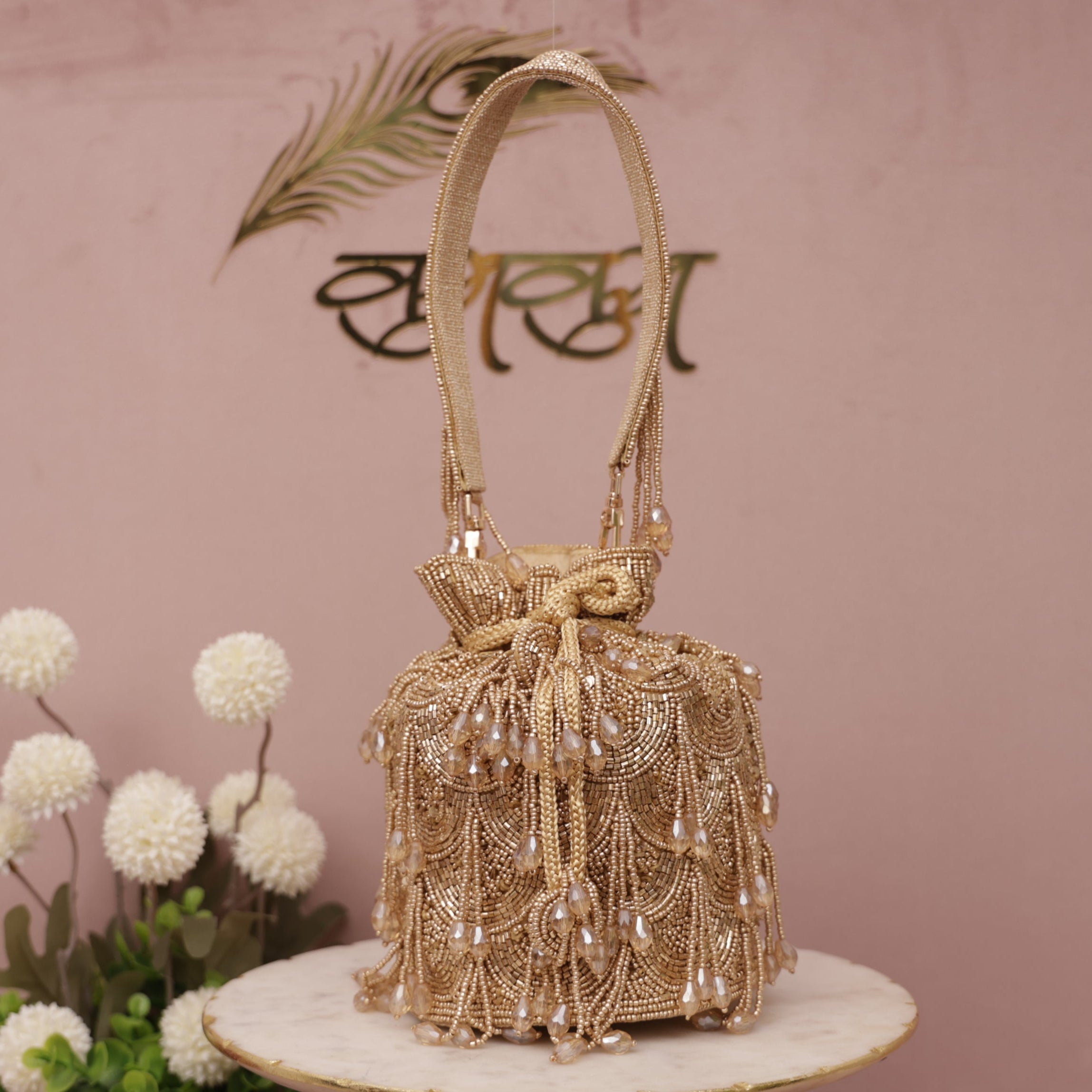 golden wedding potli purse hand bag