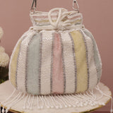 Woven handbag with colorful