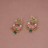 Antique Gold Pachhi Kundan Earring
