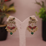 Antique Gold Pachhi Kundan Earring