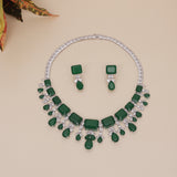 American Diamond Emerald Green Necklase Set