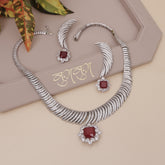 American Diamond Sapphire Necklase Set