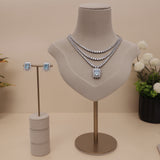 American Diamond Sapphire Drop Necklase Set