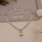 American Diamond Yellow Sapphire Drop Necklase Set