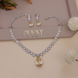 American Diamond Yellow Sapphire Drop Necklase Set