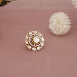 Moissanite Kundan Finger Ring