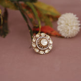 Moissanite Kundan Finger Ring