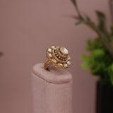 Moissanite Kundan Finger Ring