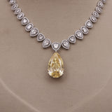 American Diamond Yellow Sapphire Drop Necklase Set