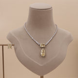 American Diamond Yellow Sapphire Drop Necklase Set
