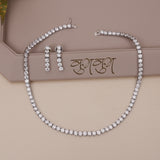 American Diamond Modern Solitire Necklase Set