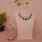 American Diamond Emerald Green Necklase Set